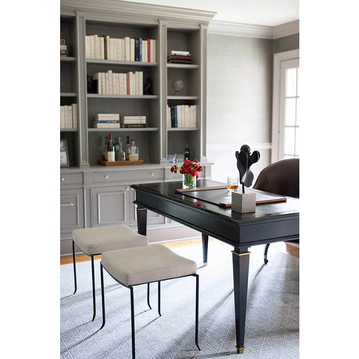 Classic French Black Desk - English Georgian America