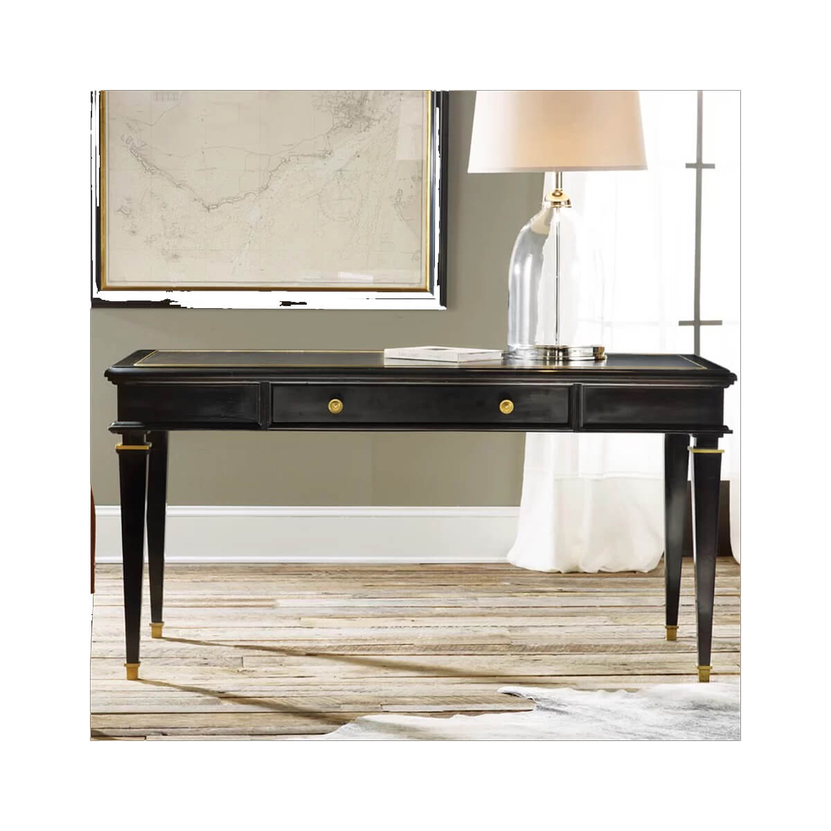 Classic French Black Desk - English Georgian America