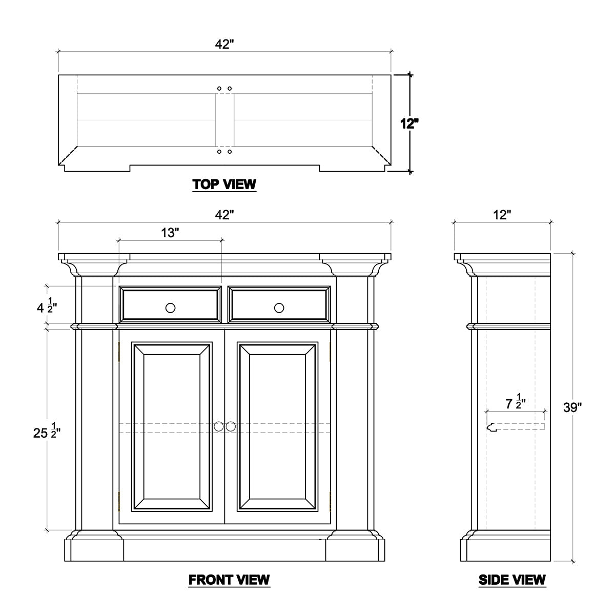 Classic French Small Credenza - English Georgian America