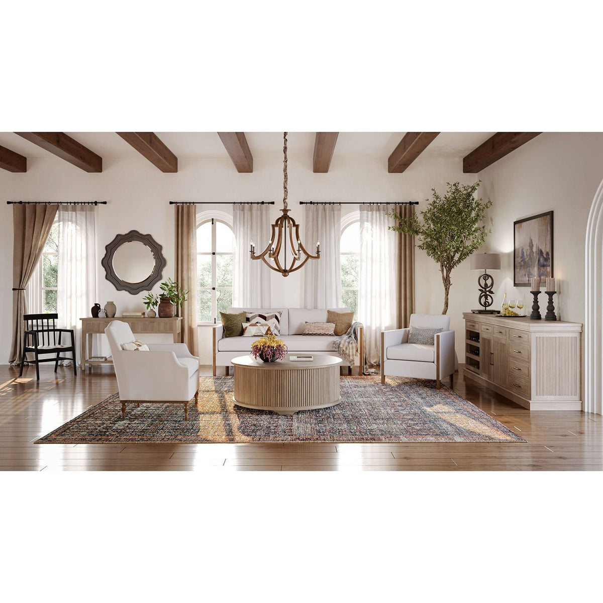 Classic Large Buffet Bar Cabinet - Fruitwood Finish - English Georgian America