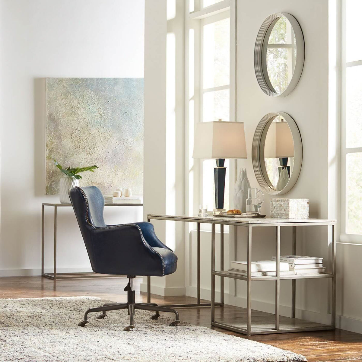 Classic Leather Office Chair - Chateau Blue - English Georgian America