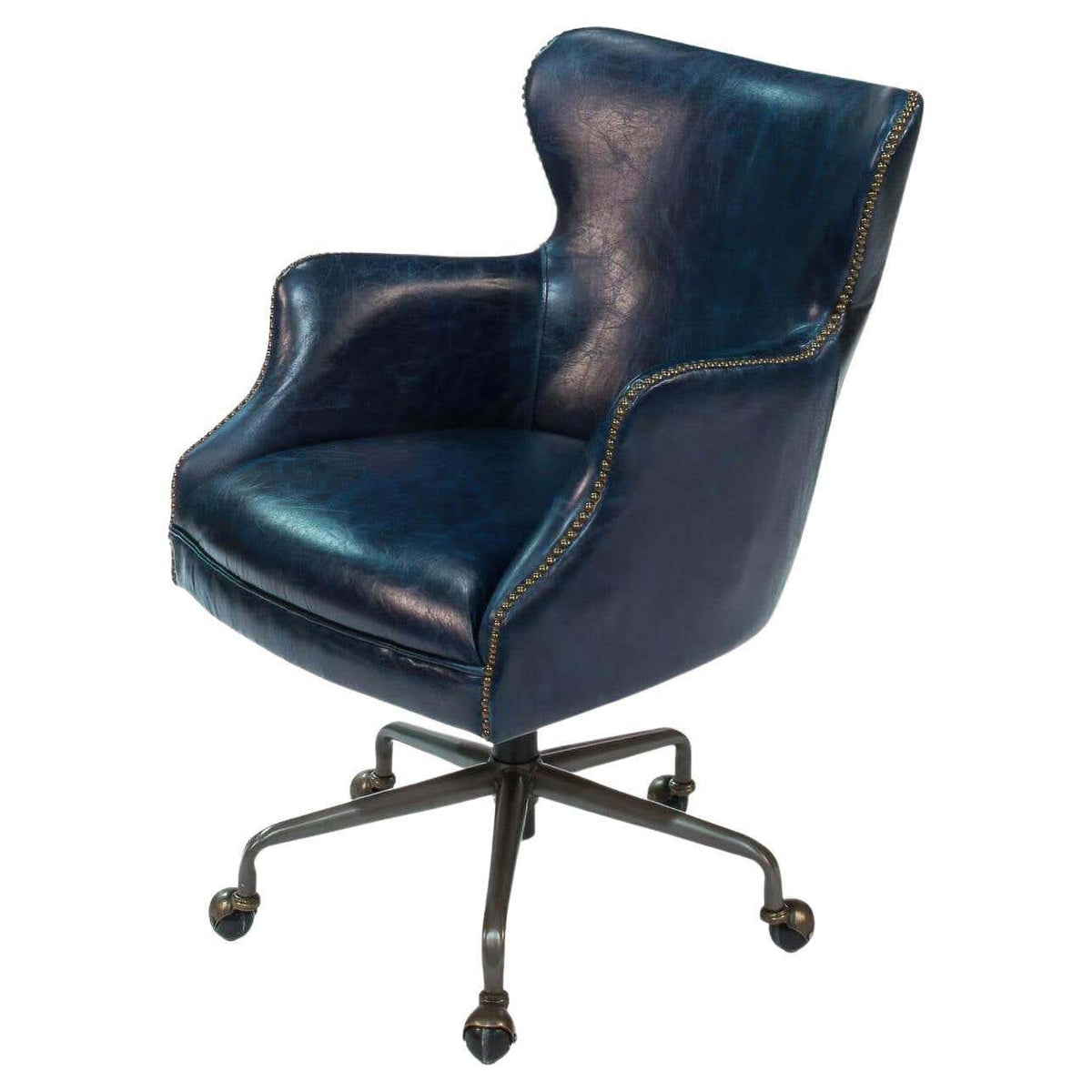 Classic Leather Office Chair - Chateau Blue - English Georgian America