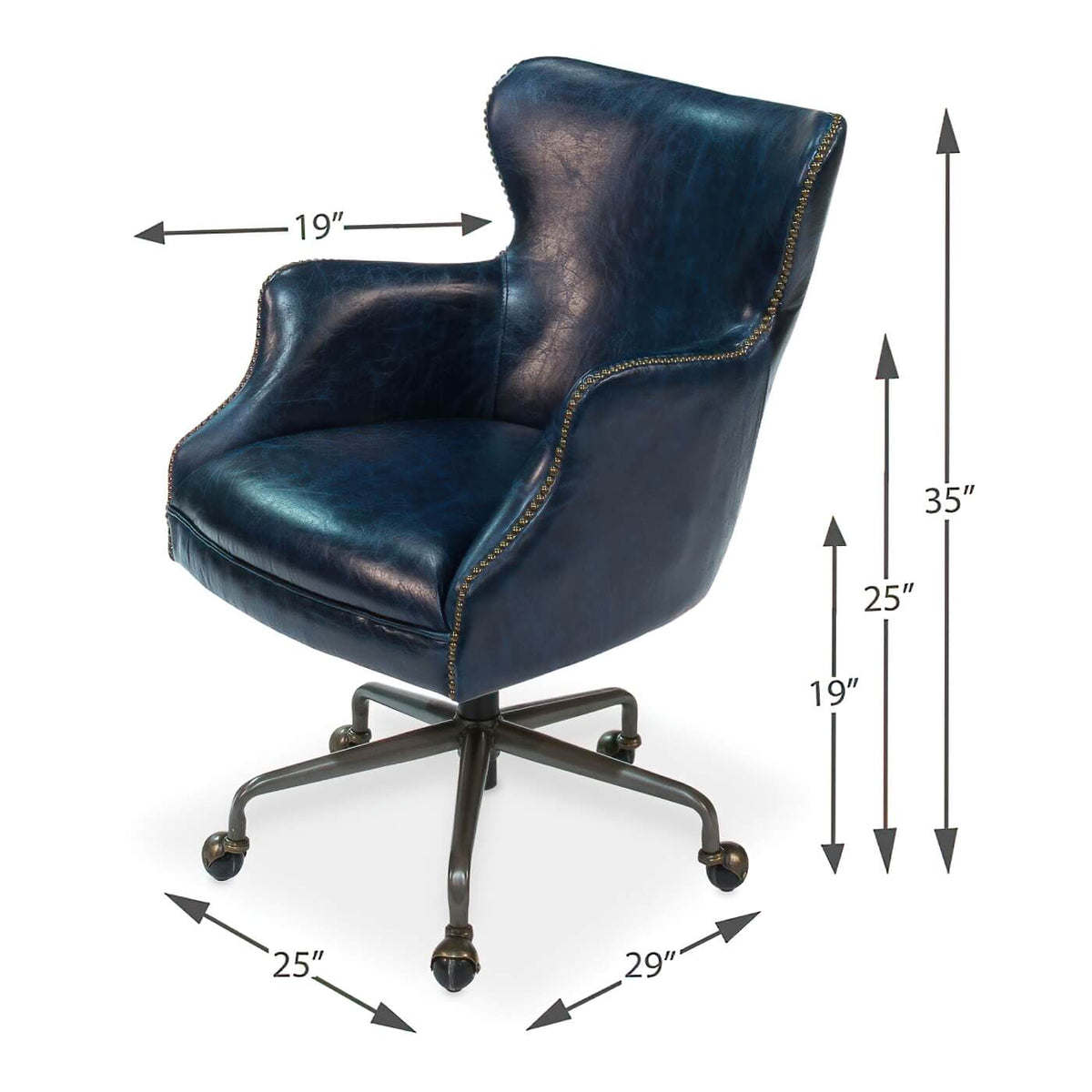 Classic Leather Office Chair - Chateau Blue - English Georgian America