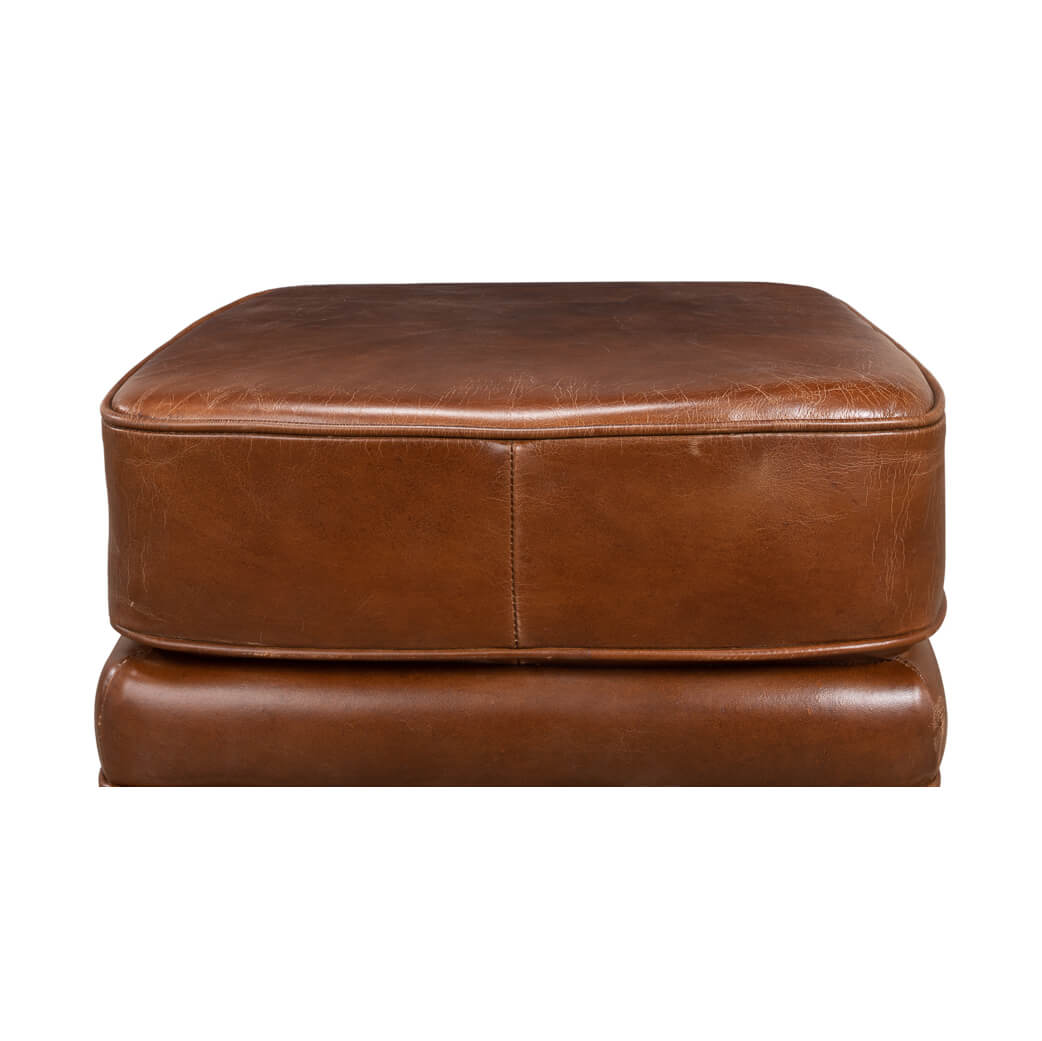 Classic Leather Ottoman - English Georgian America