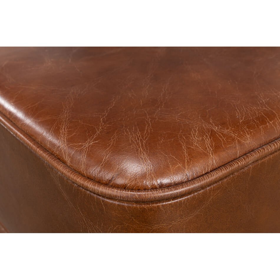 Classic Leather Ottoman - English Georgian America