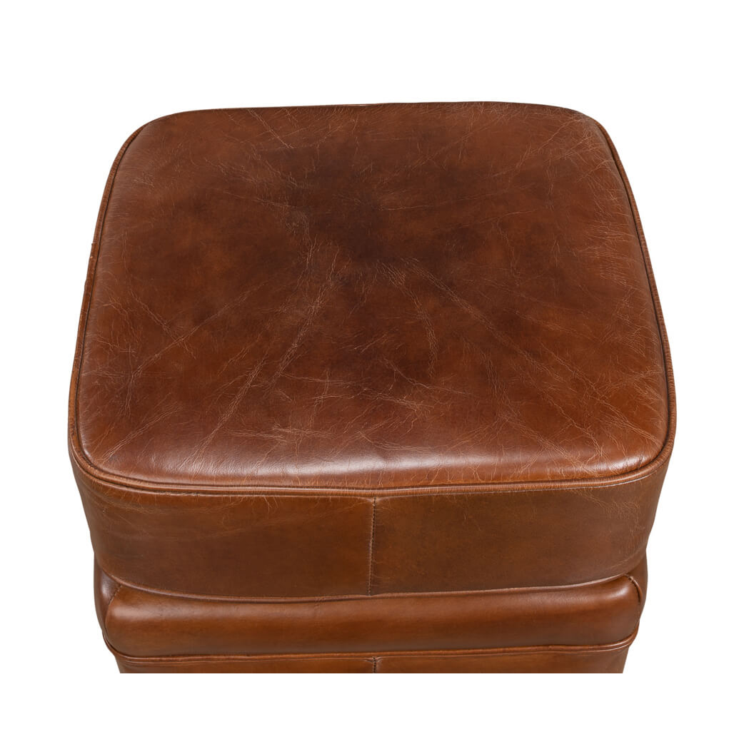 Classic Leather Ottoman - English Georgian America
