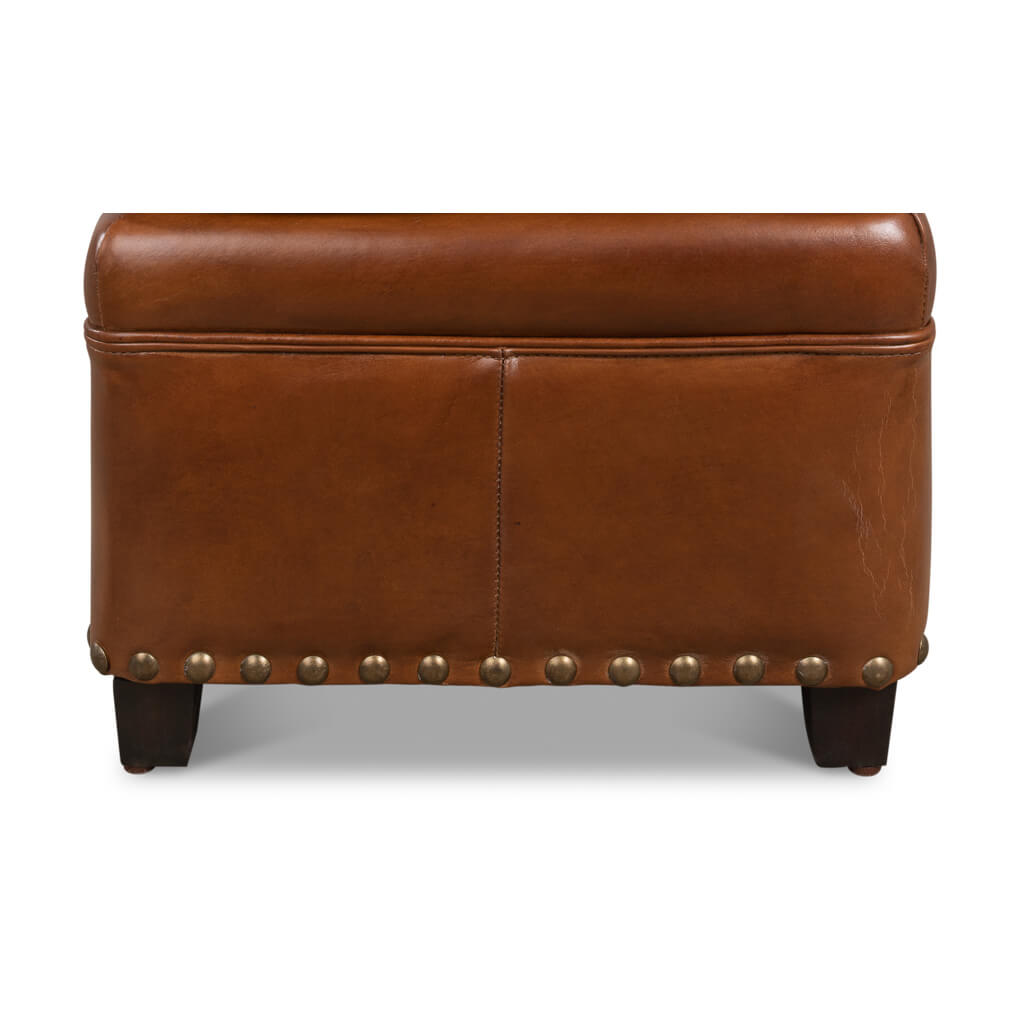 Classic Leather Ottoman - English Georgian America
