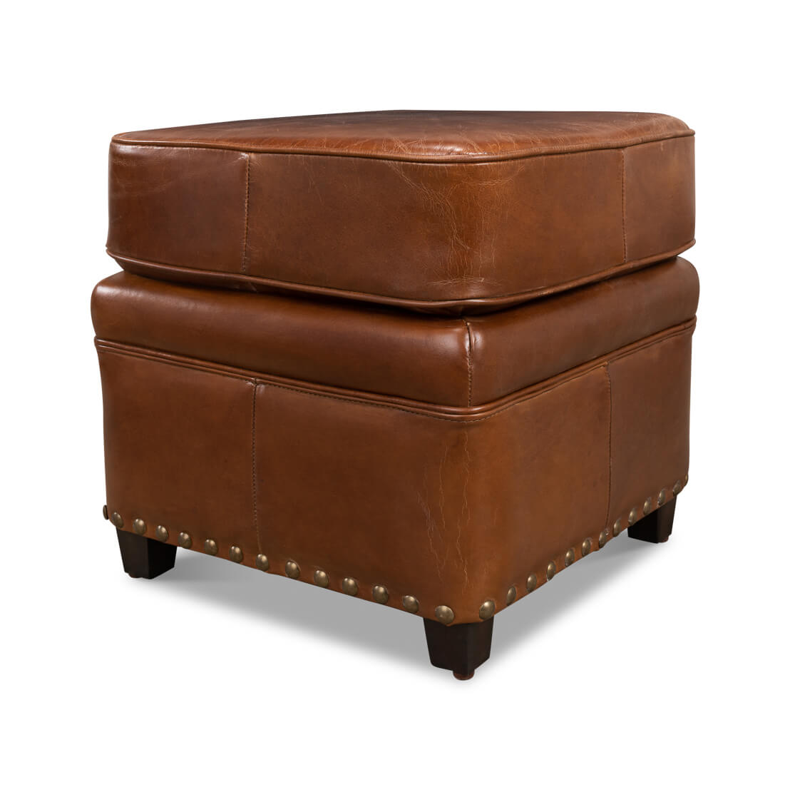 Classic Leather Ottoman - English Georgian America