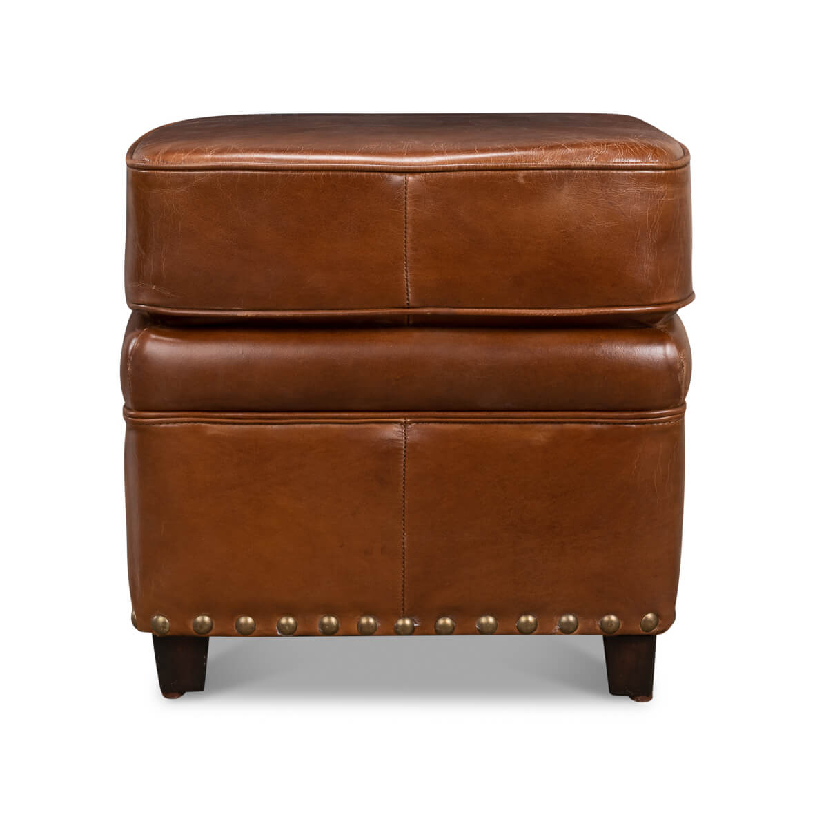 Classic Leather Ottoman - English Georgian America