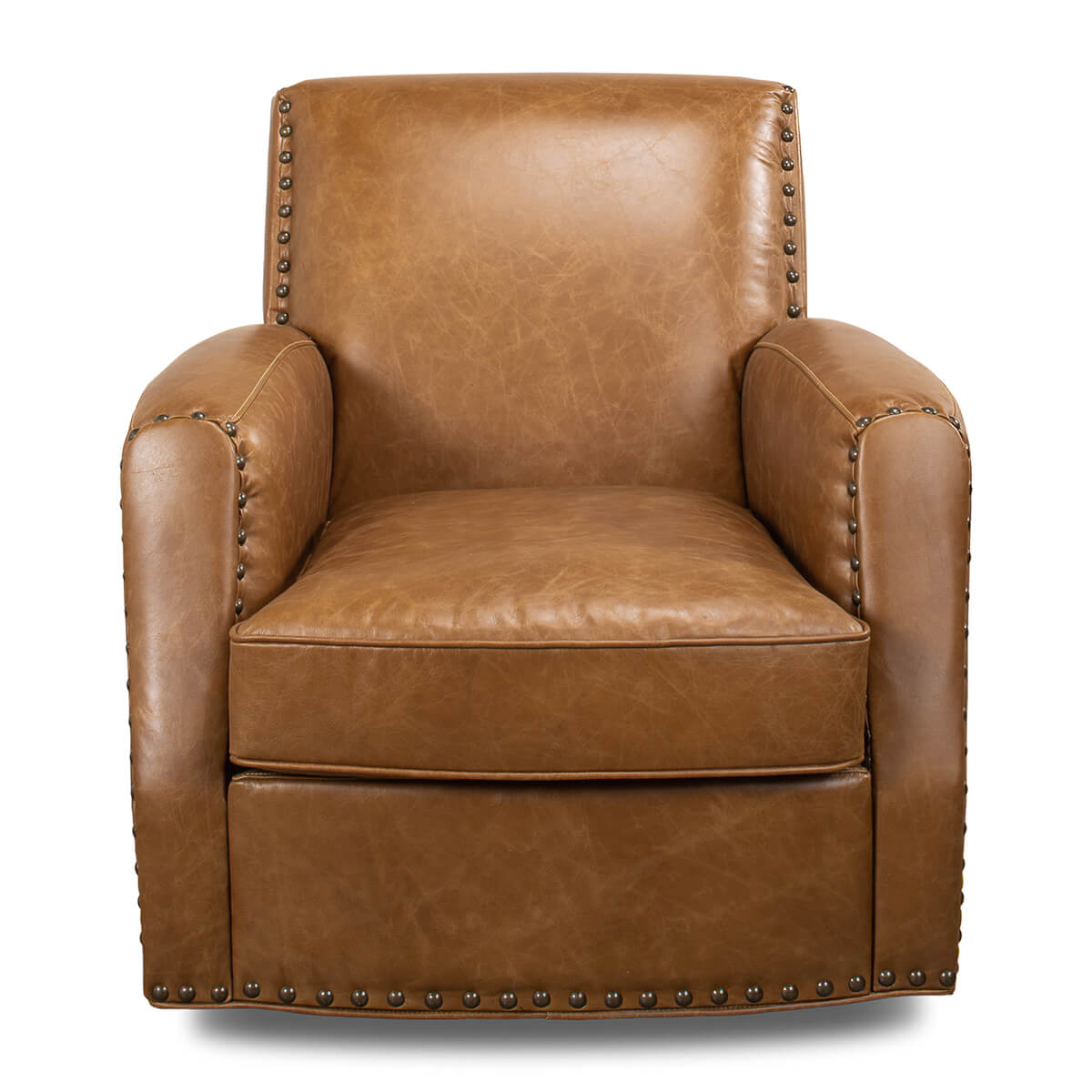 Classic Leather Swivel Armchair - English Georgian America