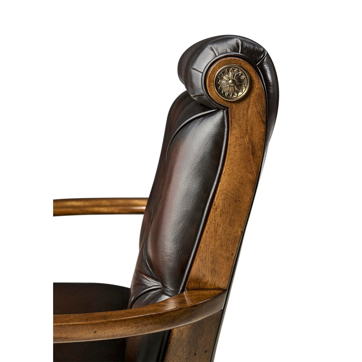 Classic Leather Tufted Dining Armchair - English Georgian America