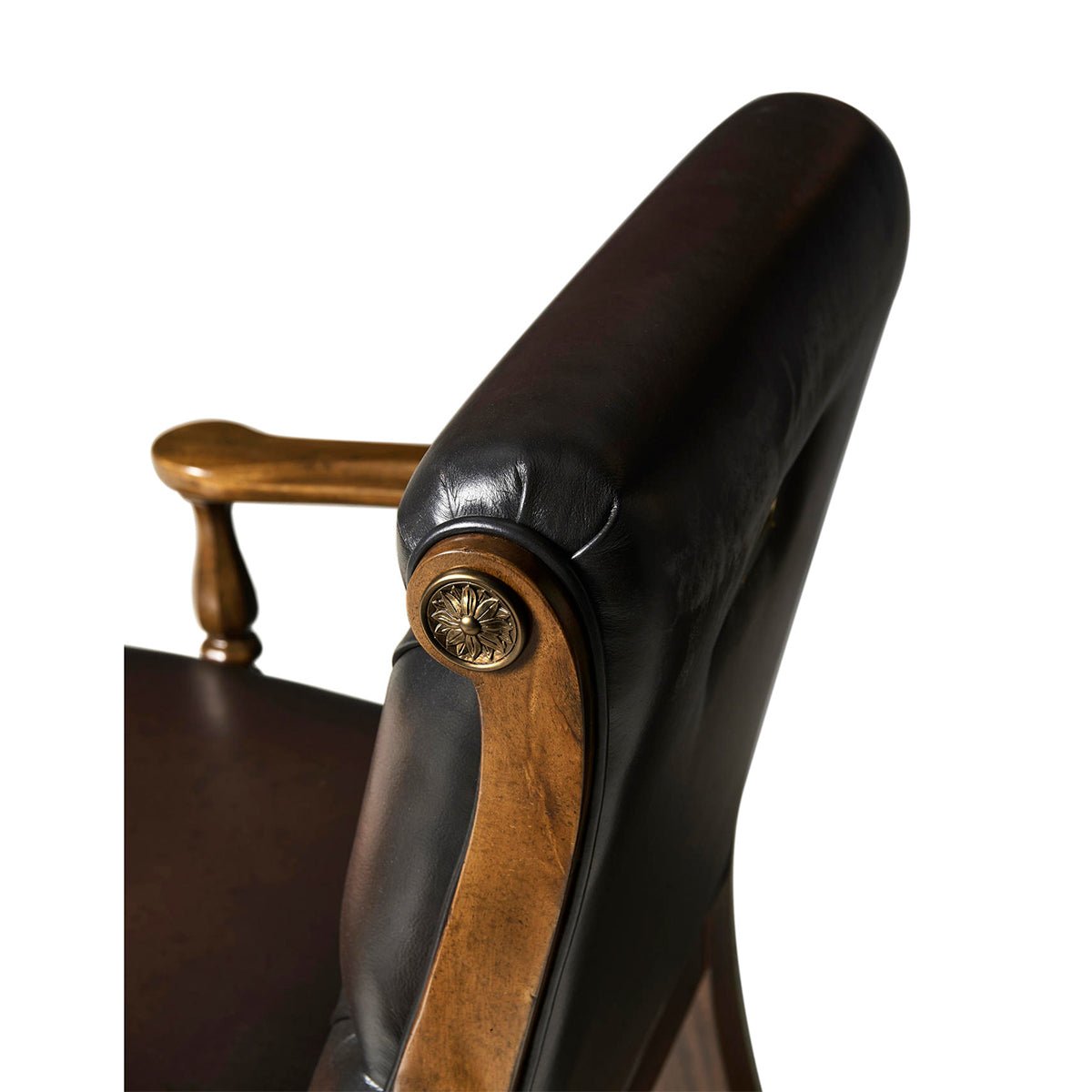 Classic Leather Tufted Dining Armchair - English Georgian America