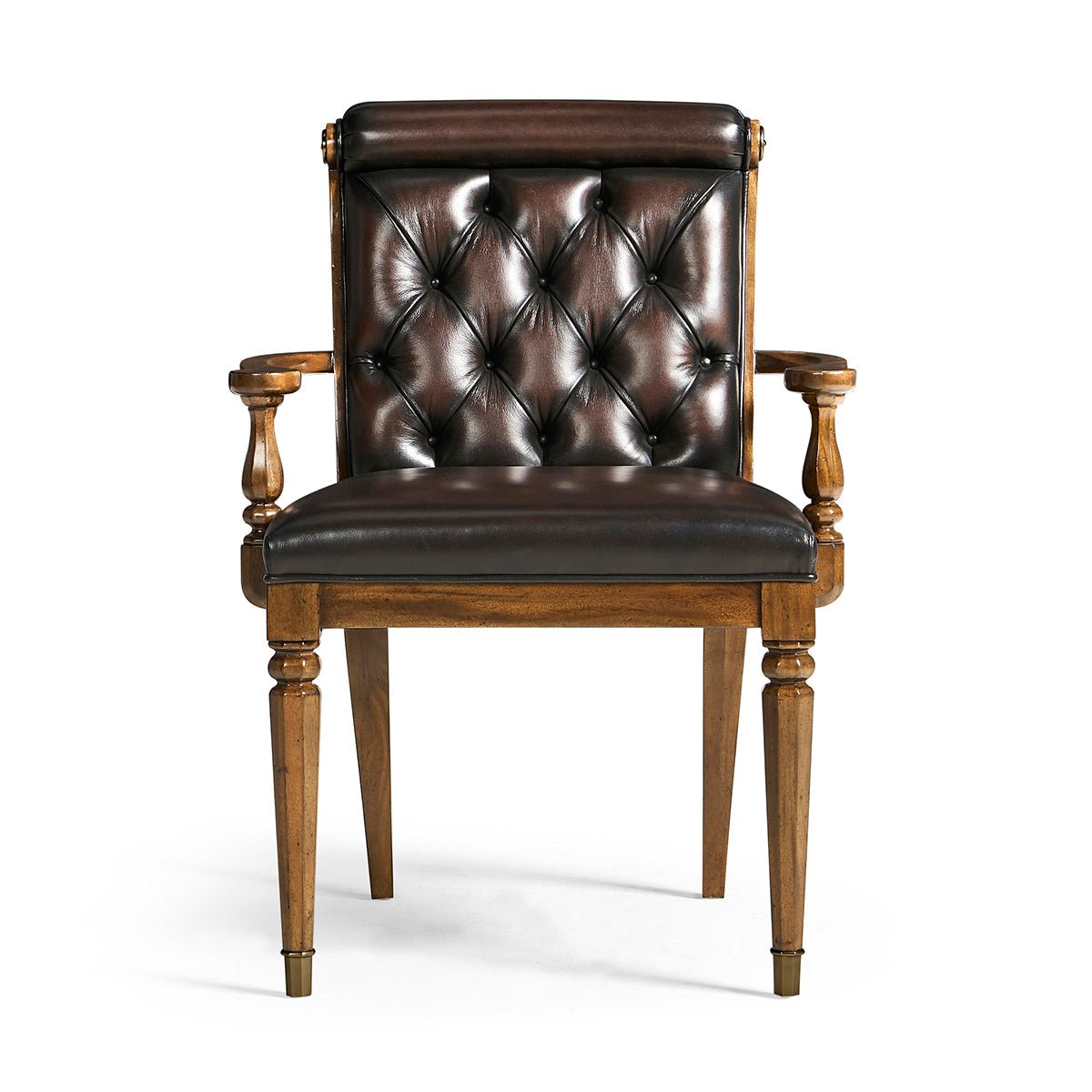 Classic Leather Tufted Dining Armchair - English Georgian America