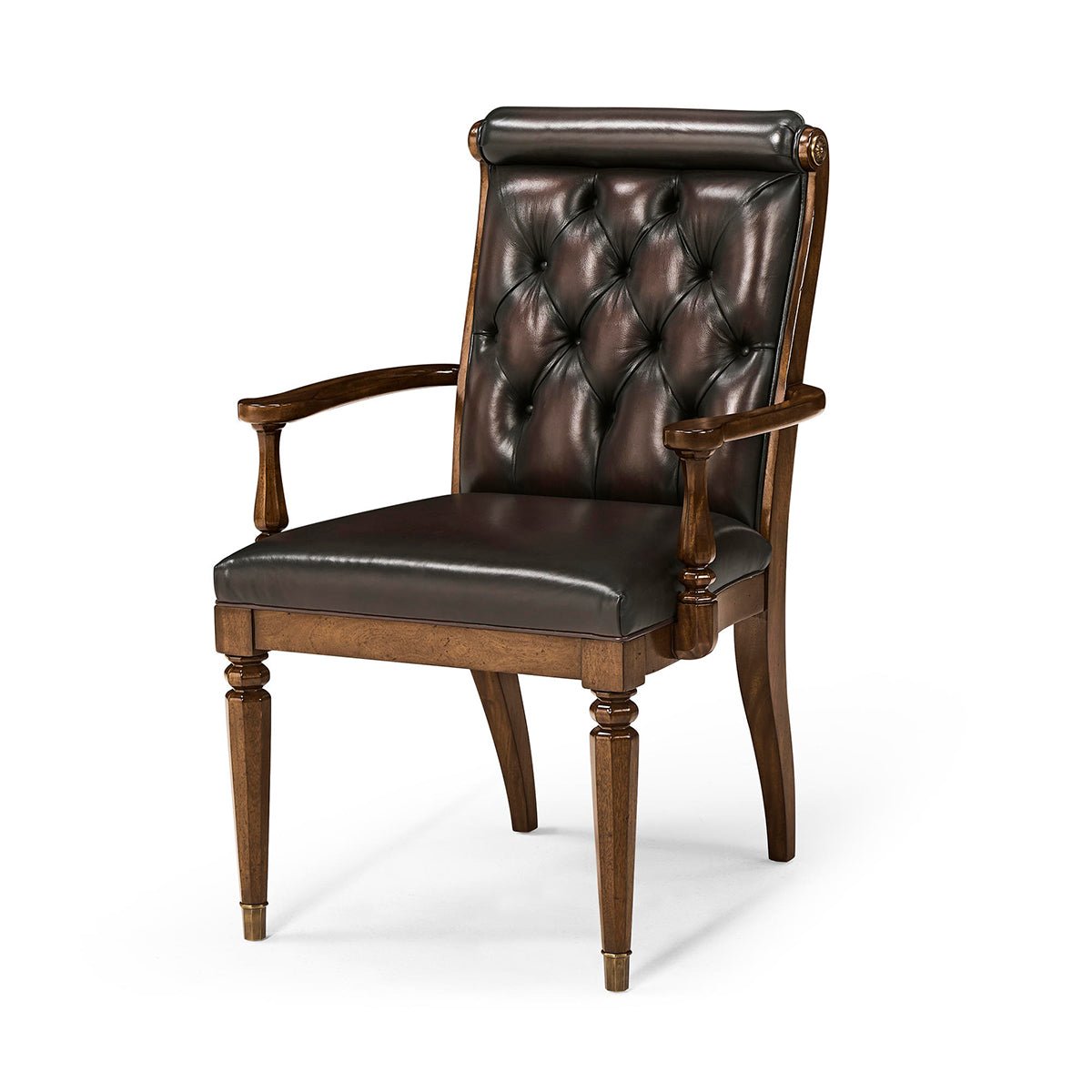 Classic Leather Tufted Dining Armchair - English Georgian America