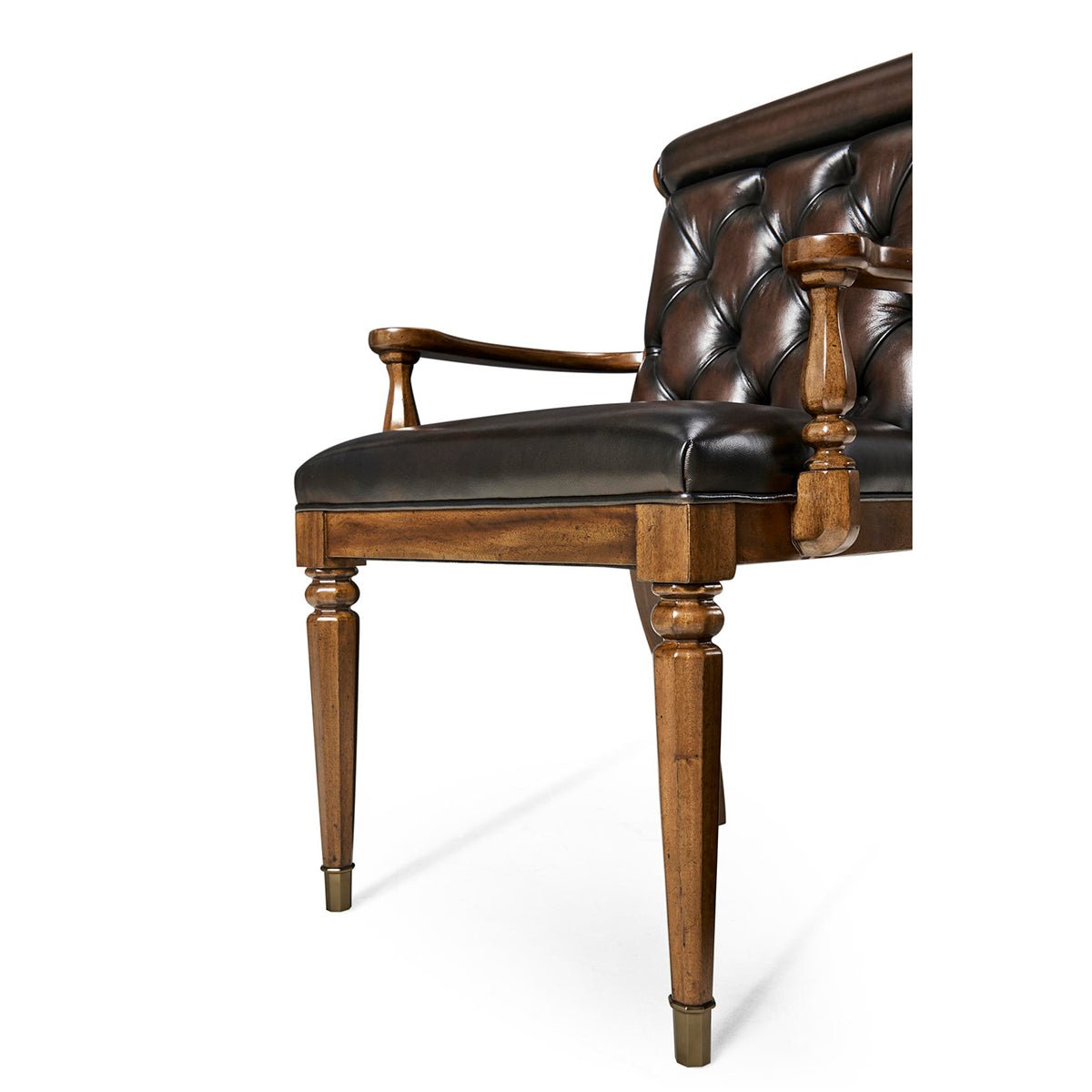Classic Leather Tufted Dining Armchair - English Georgian America