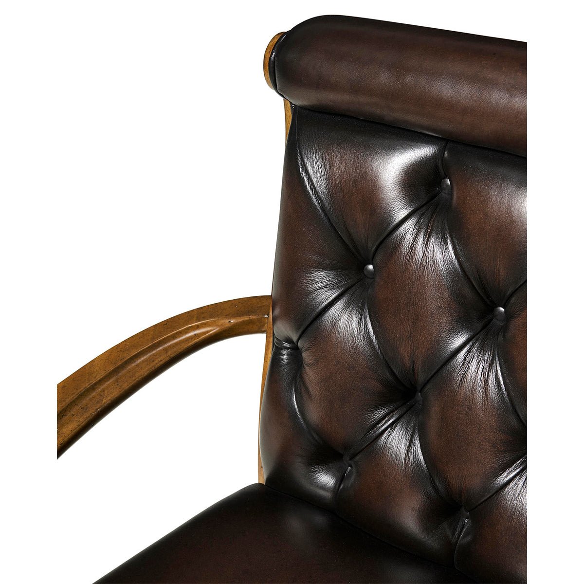 Classic Leather Tufted Dining Armchair - English Georgian America