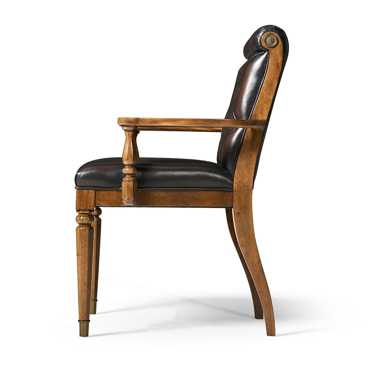 Classic Leather Tufted Dining Armchair - English Georgian America