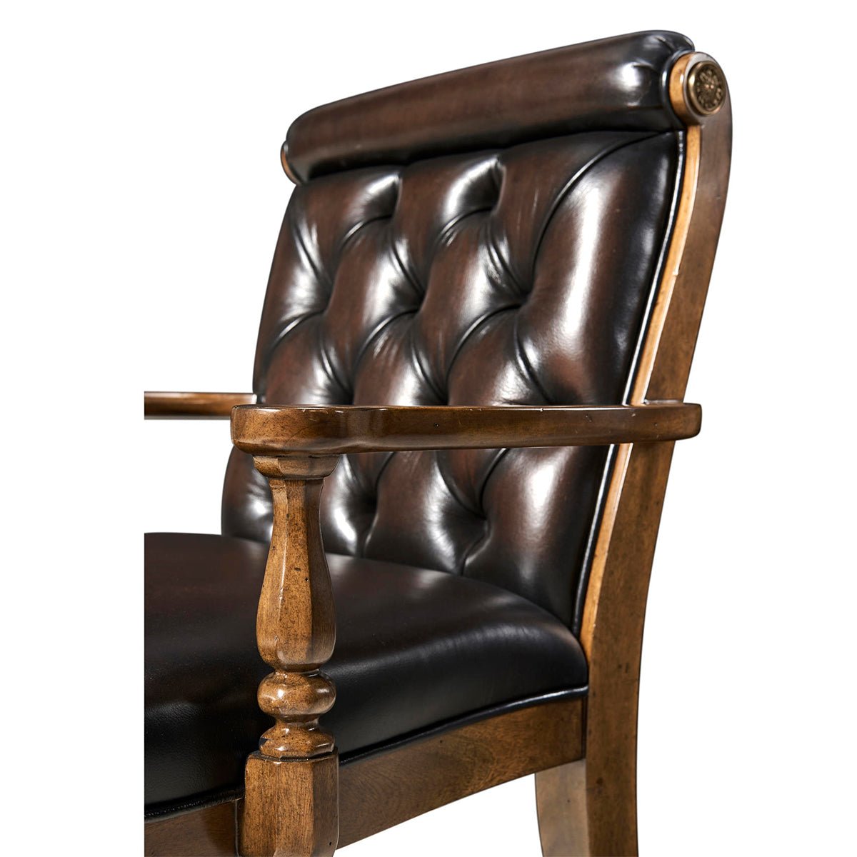 Classic Leather Tufted Dining Armchair - English Georgian America