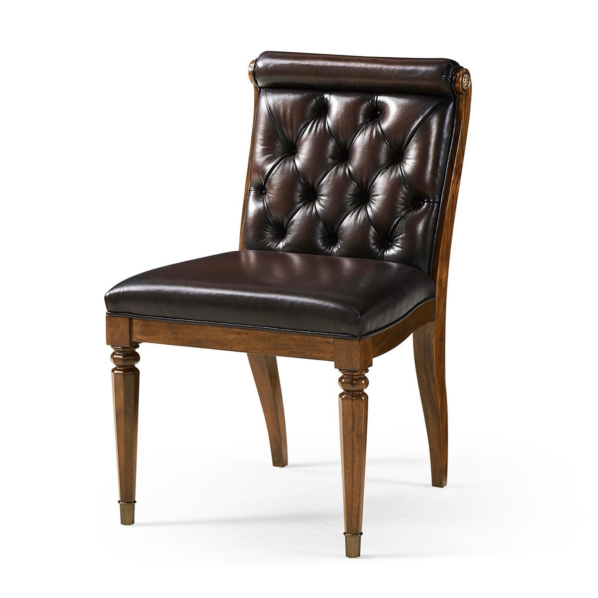 Classic Leather Tufted Dining Chair - English Georgian America