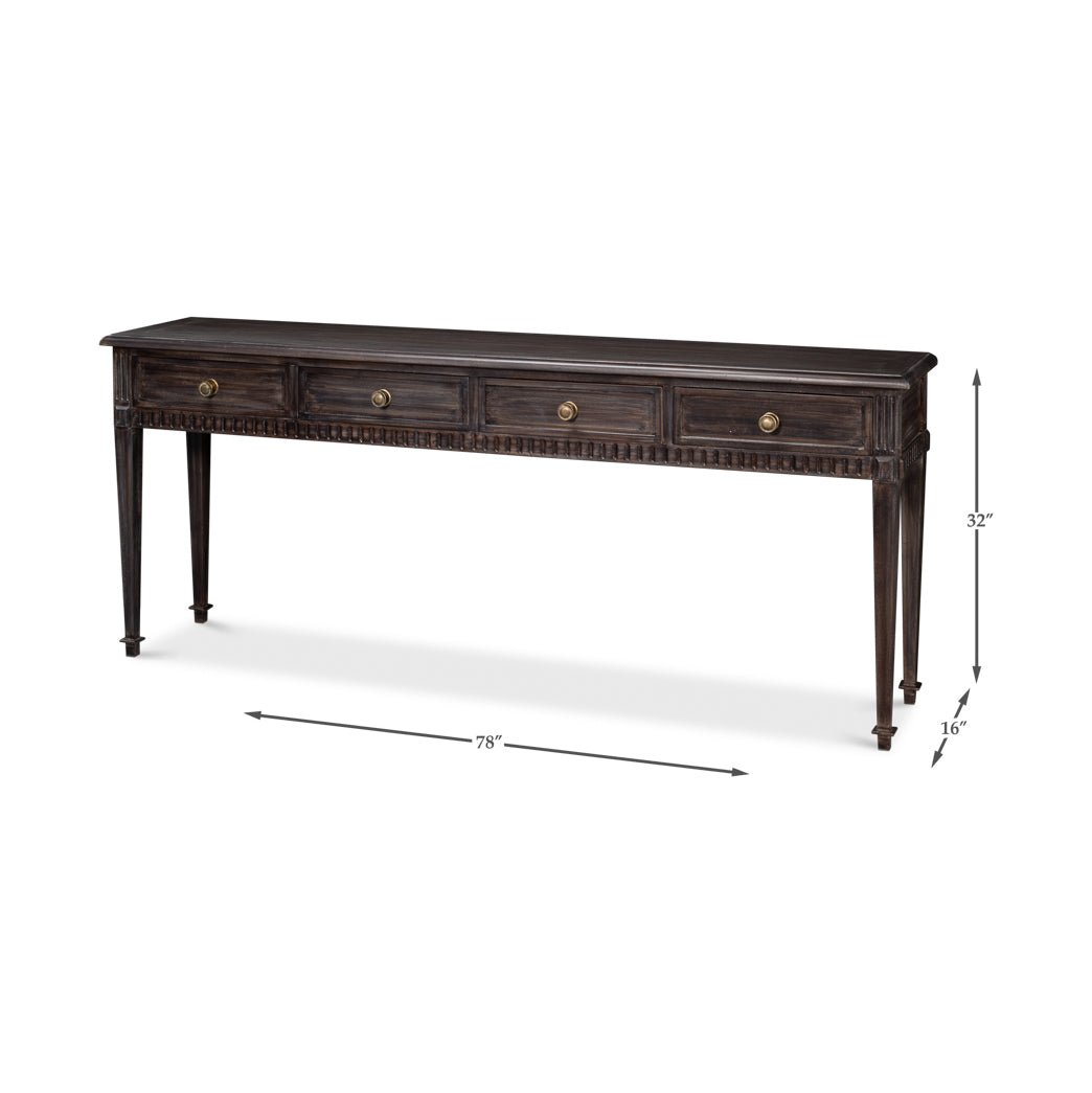 Classic Long Console Table with Drawers - English Georgian America
