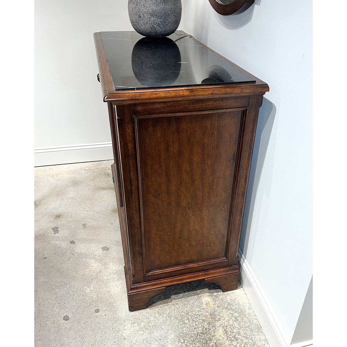 Classic Marble Top Bar Cabinet - English Georgian America