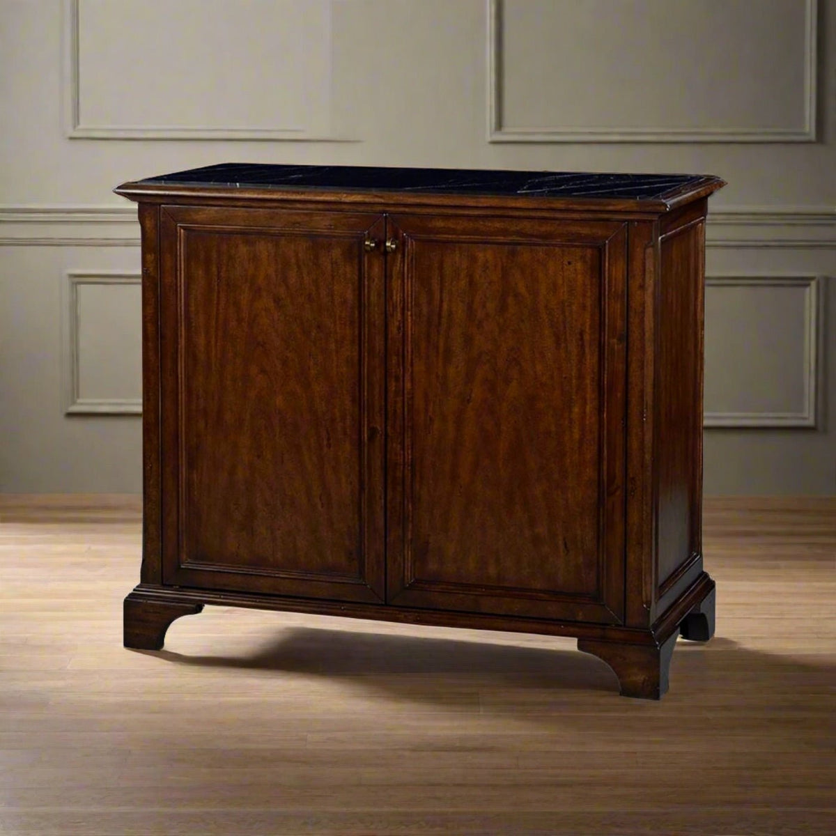 Classic Marble Top Bar Cabinet - English Georgian America