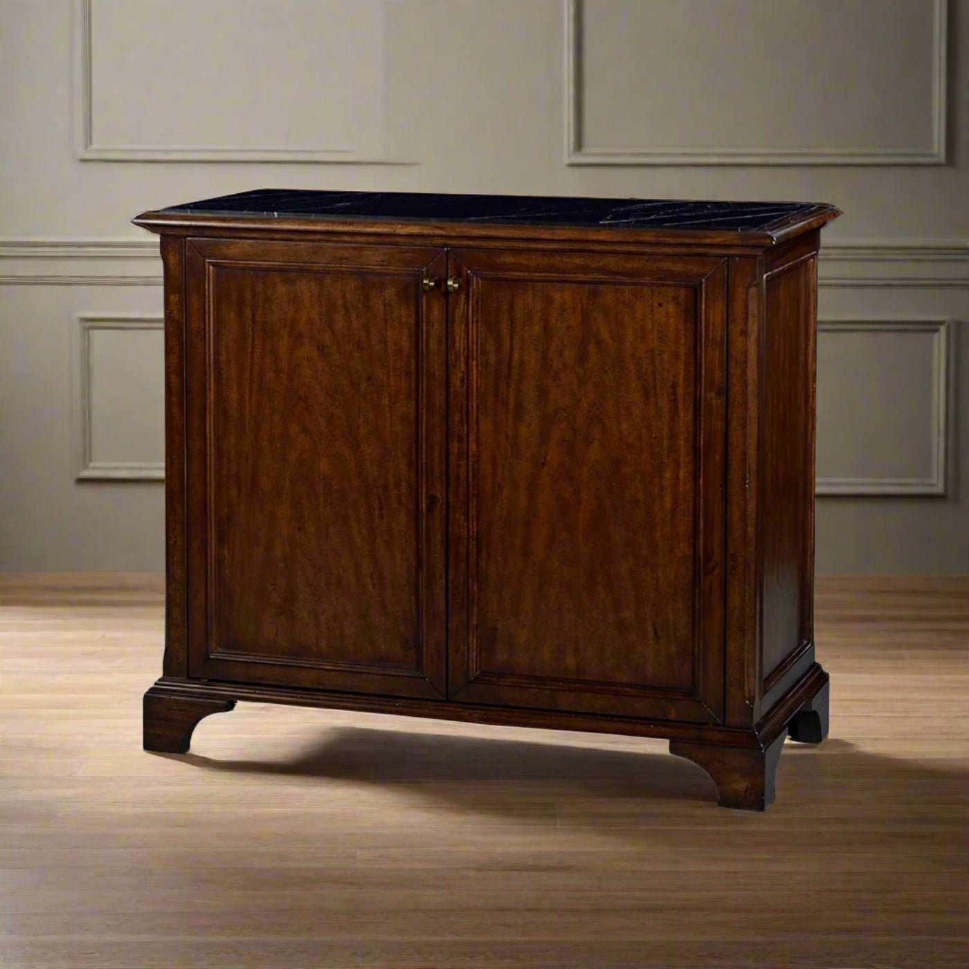 Classic Marble Top Bar Cabinet - English Georgian America