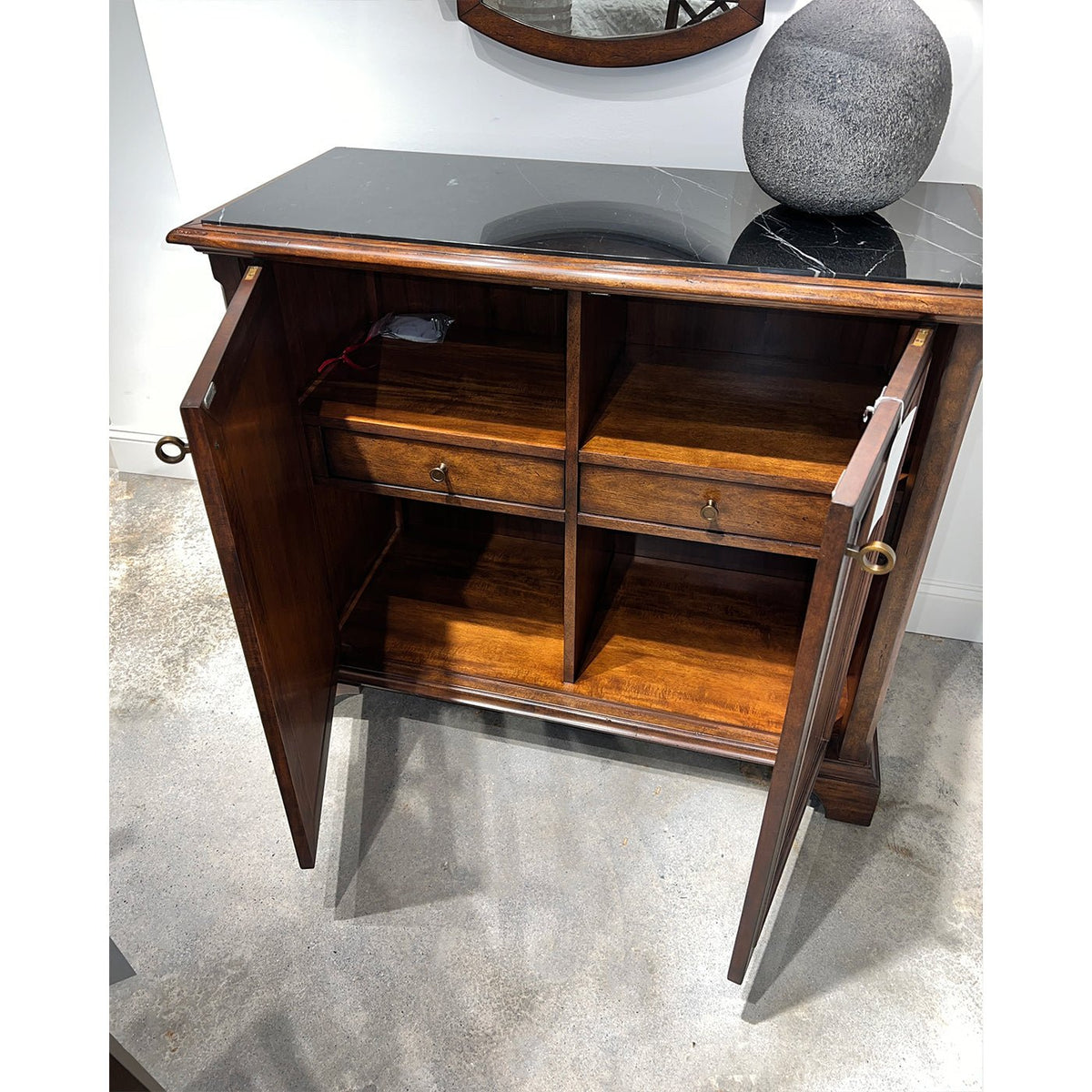 Classic Marble Top Bar Cabinet - English Georgian America