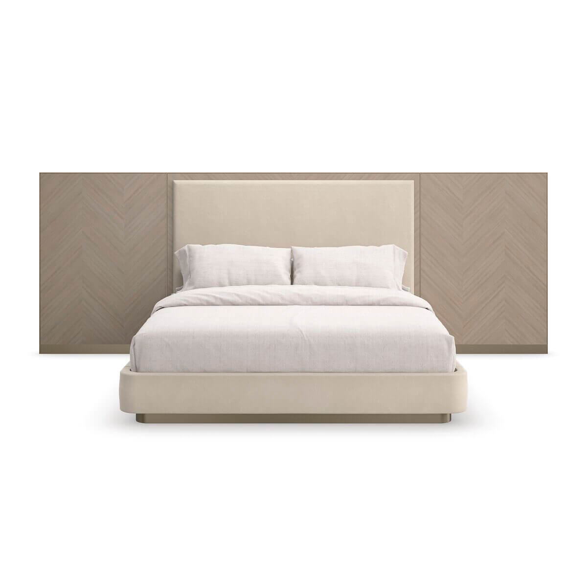 Classic Modern Upholstered King Bed with Wings - English Georgian America