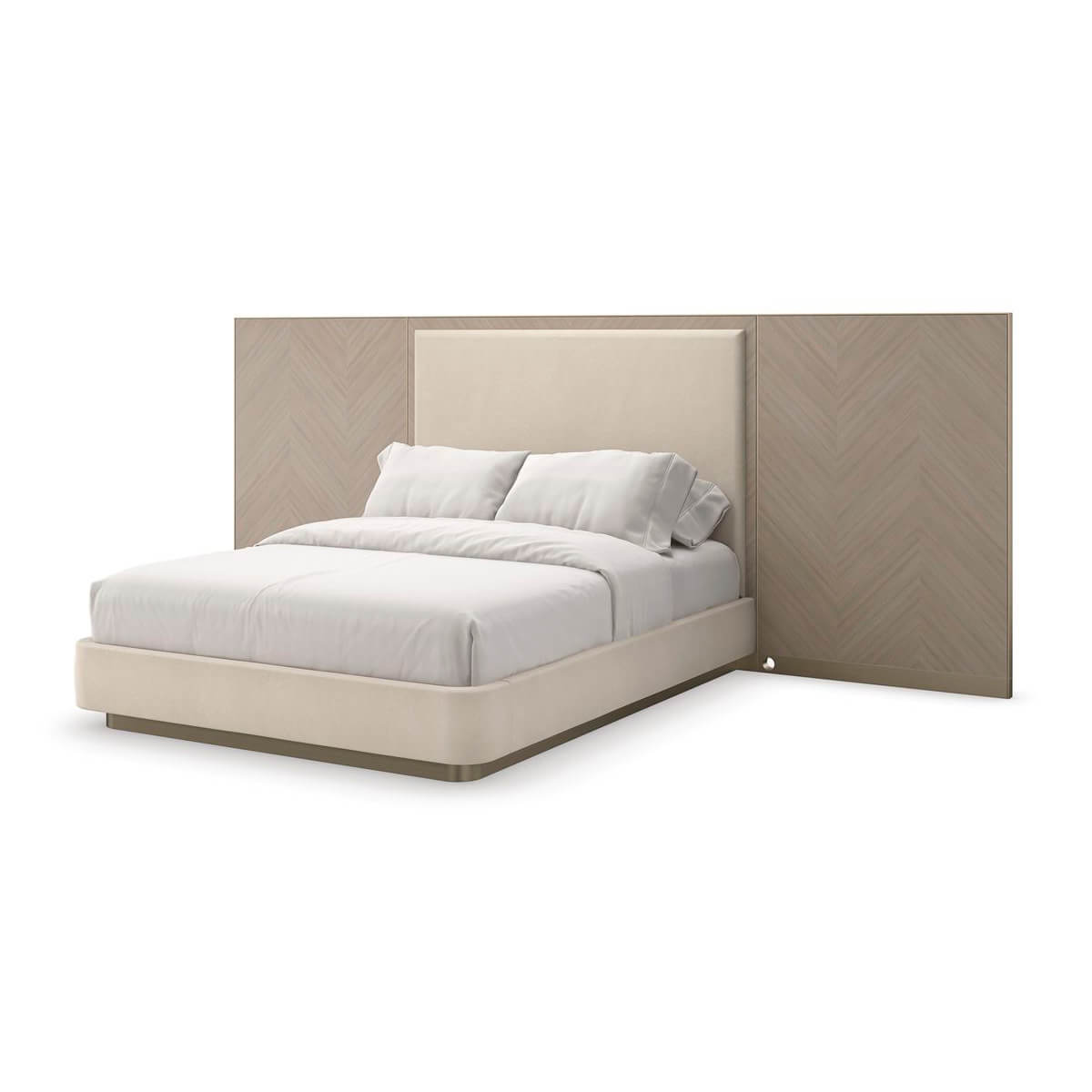 Classic Modern Upholstered Queen Bed with Wings - English Georgian America