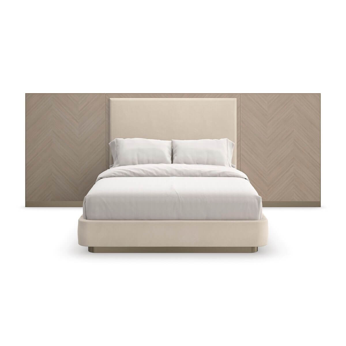 Classic Modern Upholstered Queen Bed with Wings - English Georgian America