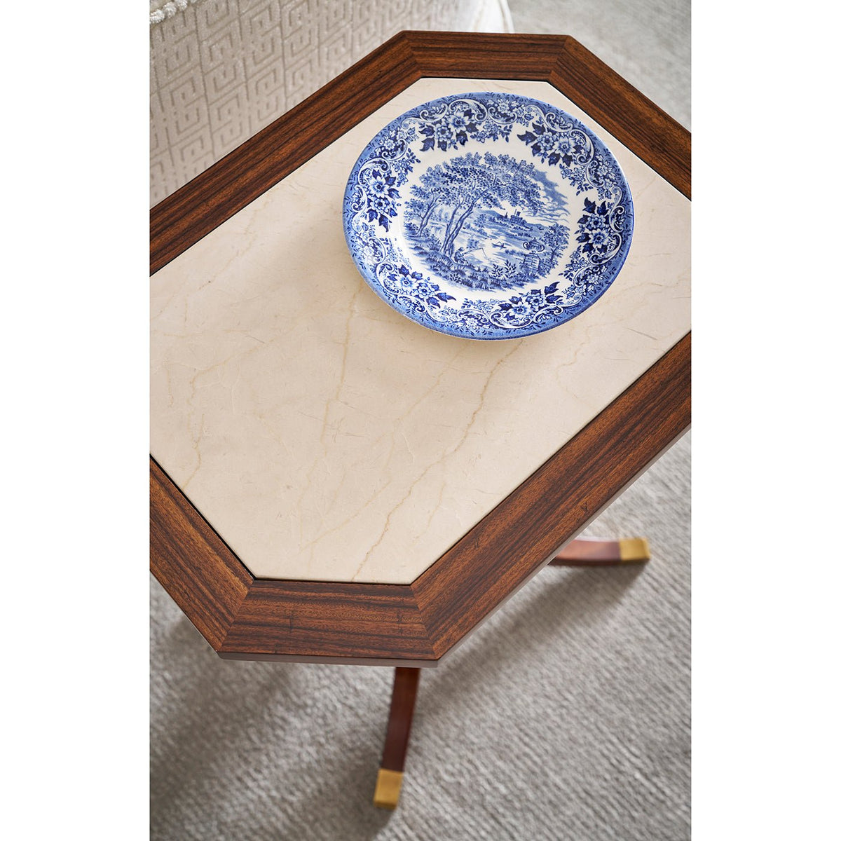 Classic Octagonal Marble Top Accent Table - English Georgian America