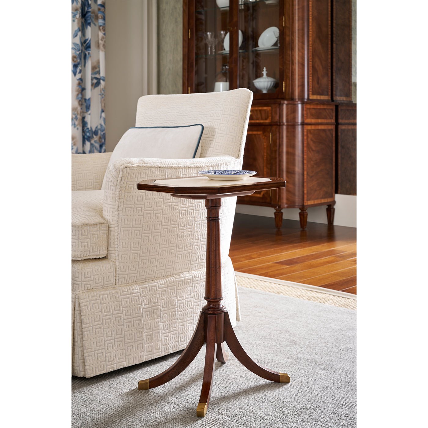 Classic Octagonal Marble Top Accent Table - English Georgian America