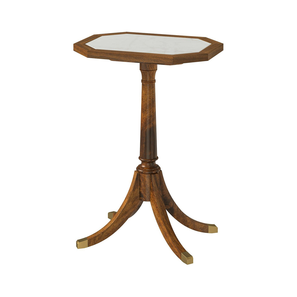 Classic Octagonal Marble Top Accent Table - English Georgian America