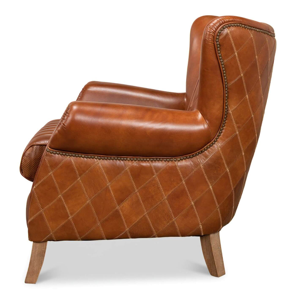 Classic Quilted Leather Armchair - English Georgian America