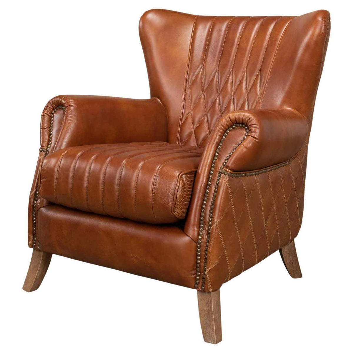Classic Quilted Leather Armchair - English Georgian America