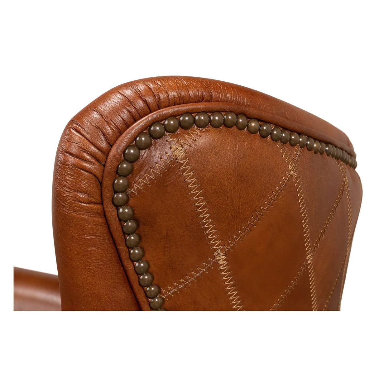 Classic Quilted Leather Armchair - English Georgian America