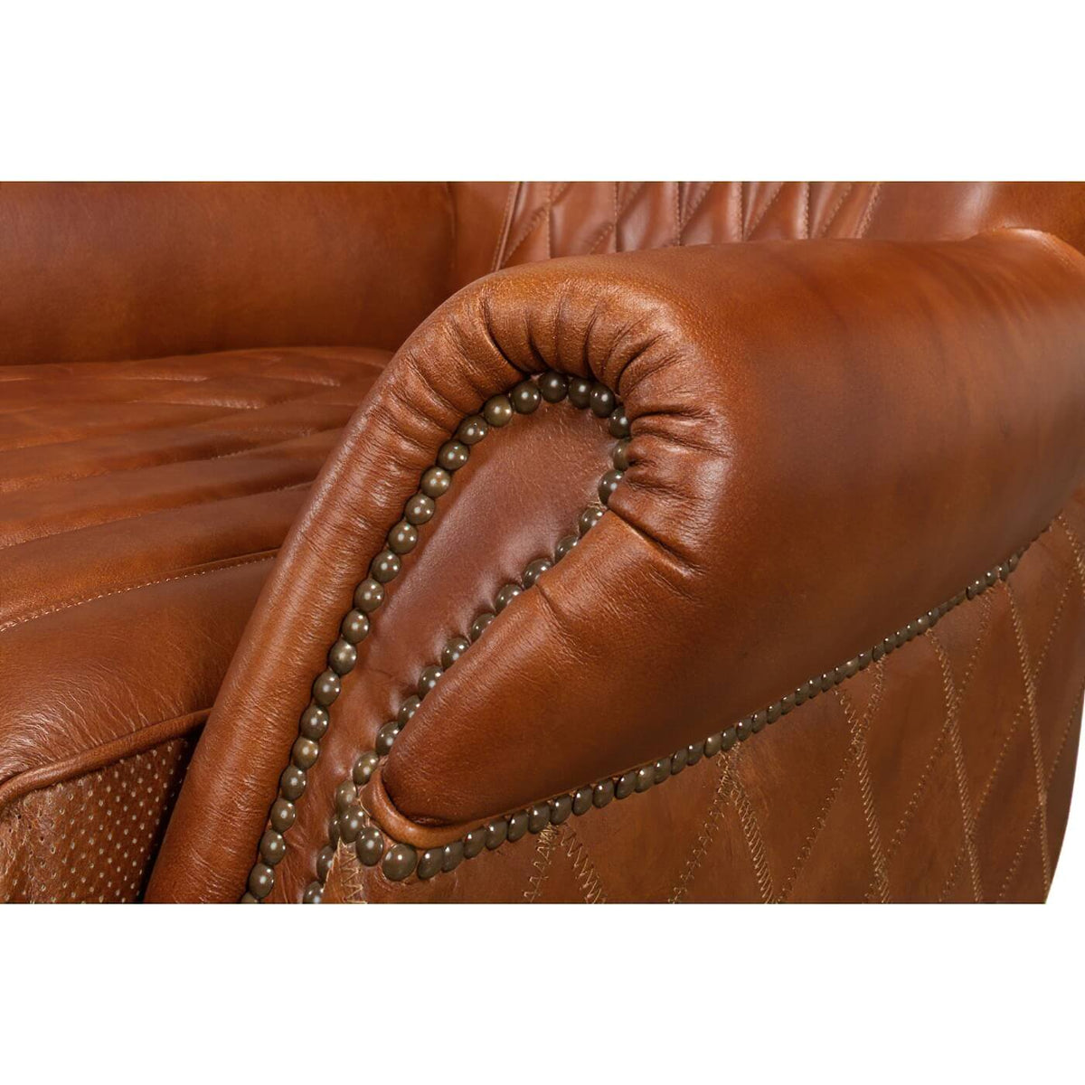Classic Quilted Leather Armchair - English Georgian America