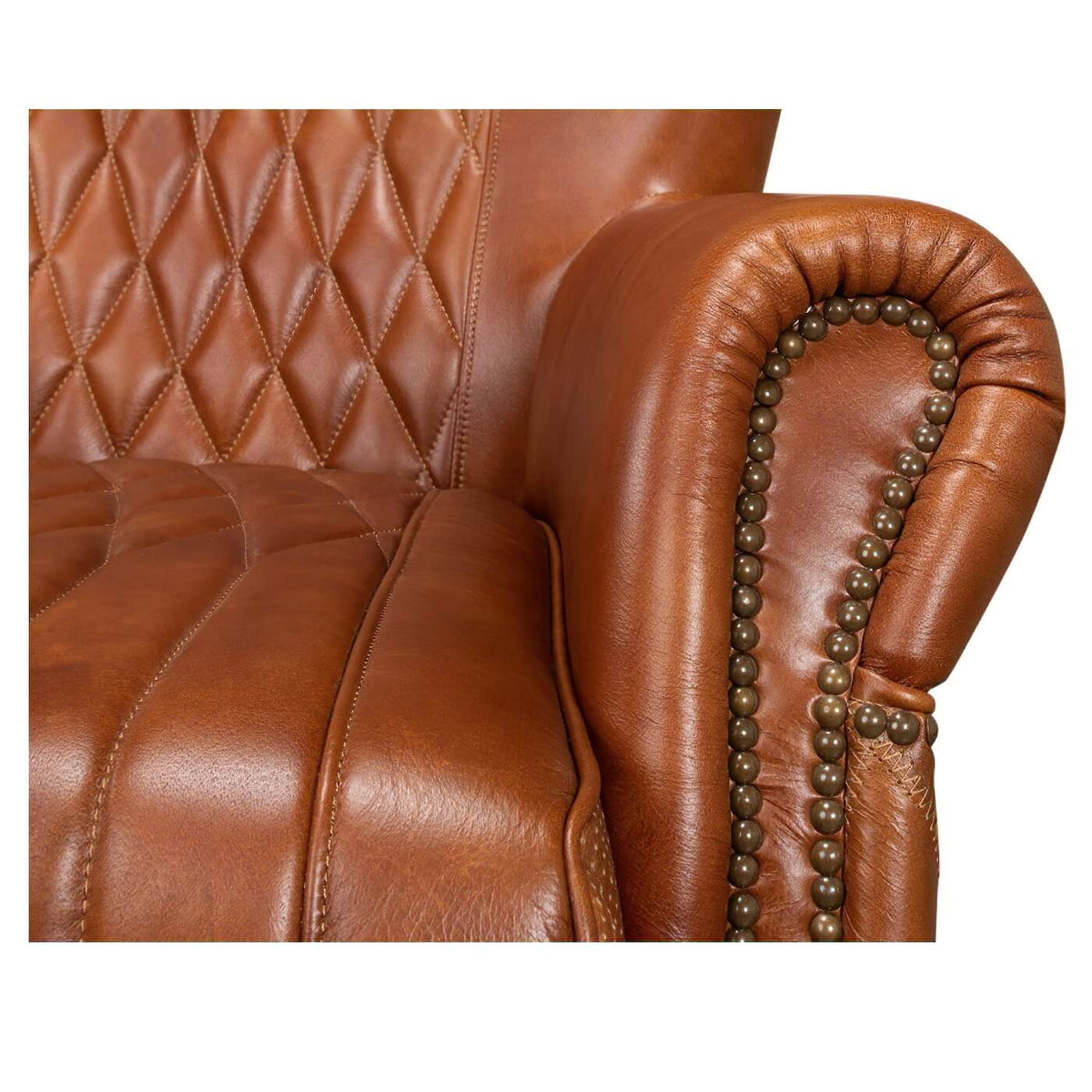 Classic Quilted Leather Armchair - English Georgian America