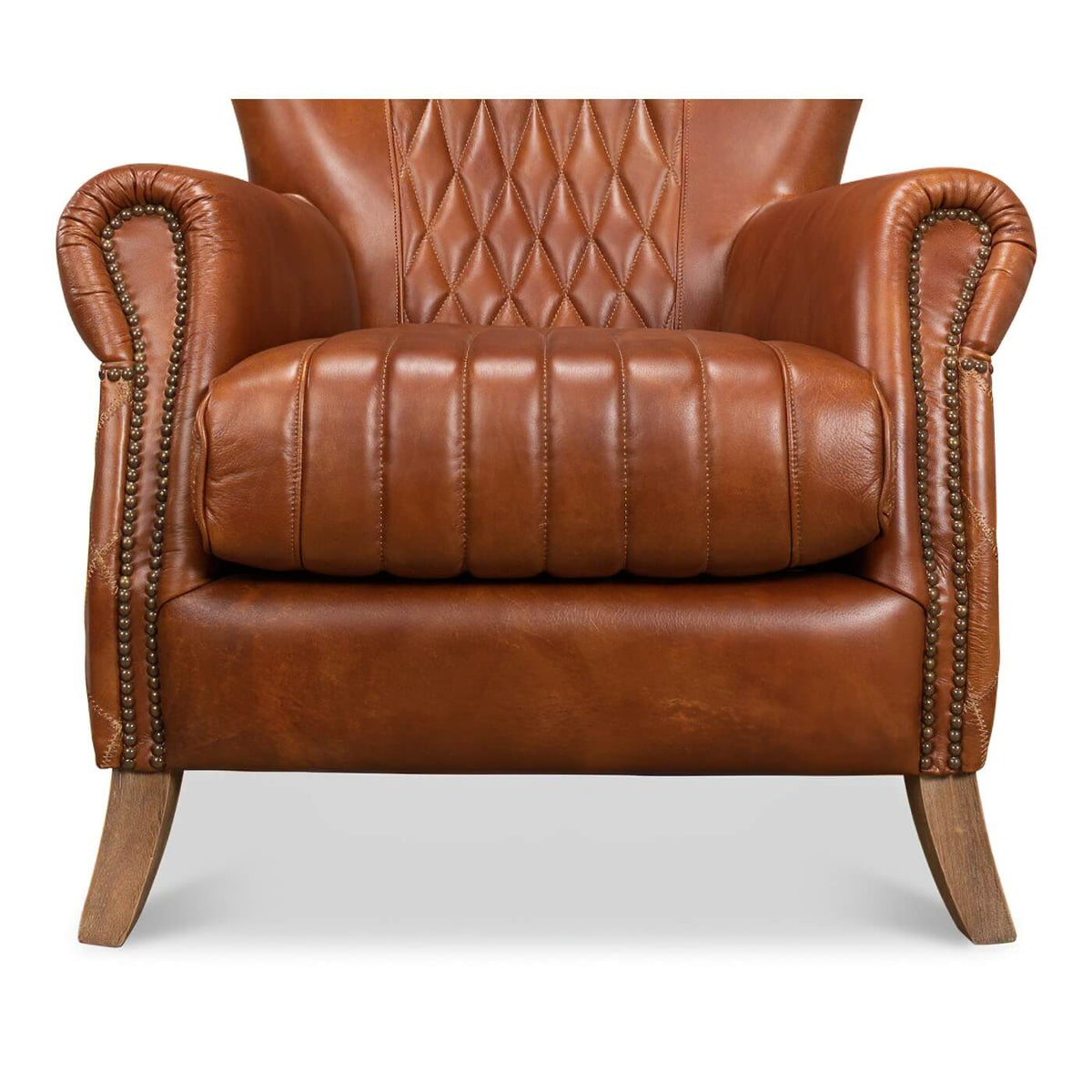 Classic Quilted Leather Armchair - English Georgian America