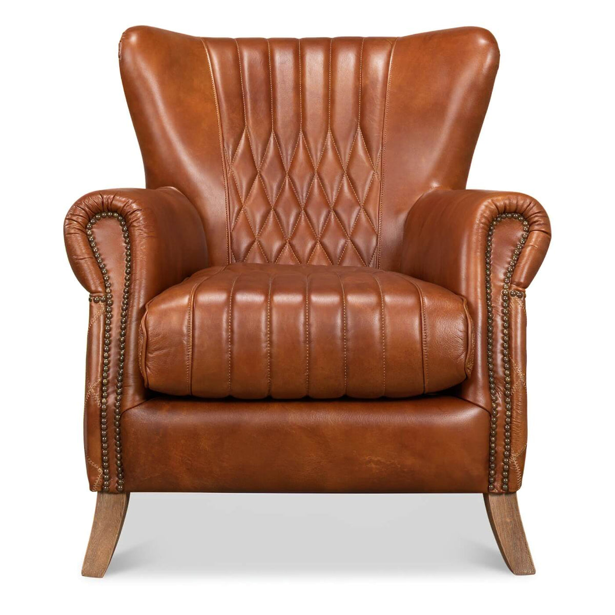 Classic Quilted Leather Armchair - English Georgian America