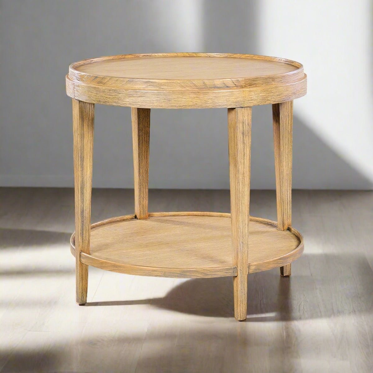 Classic Round End Table - Light Celtis - English Georgian America