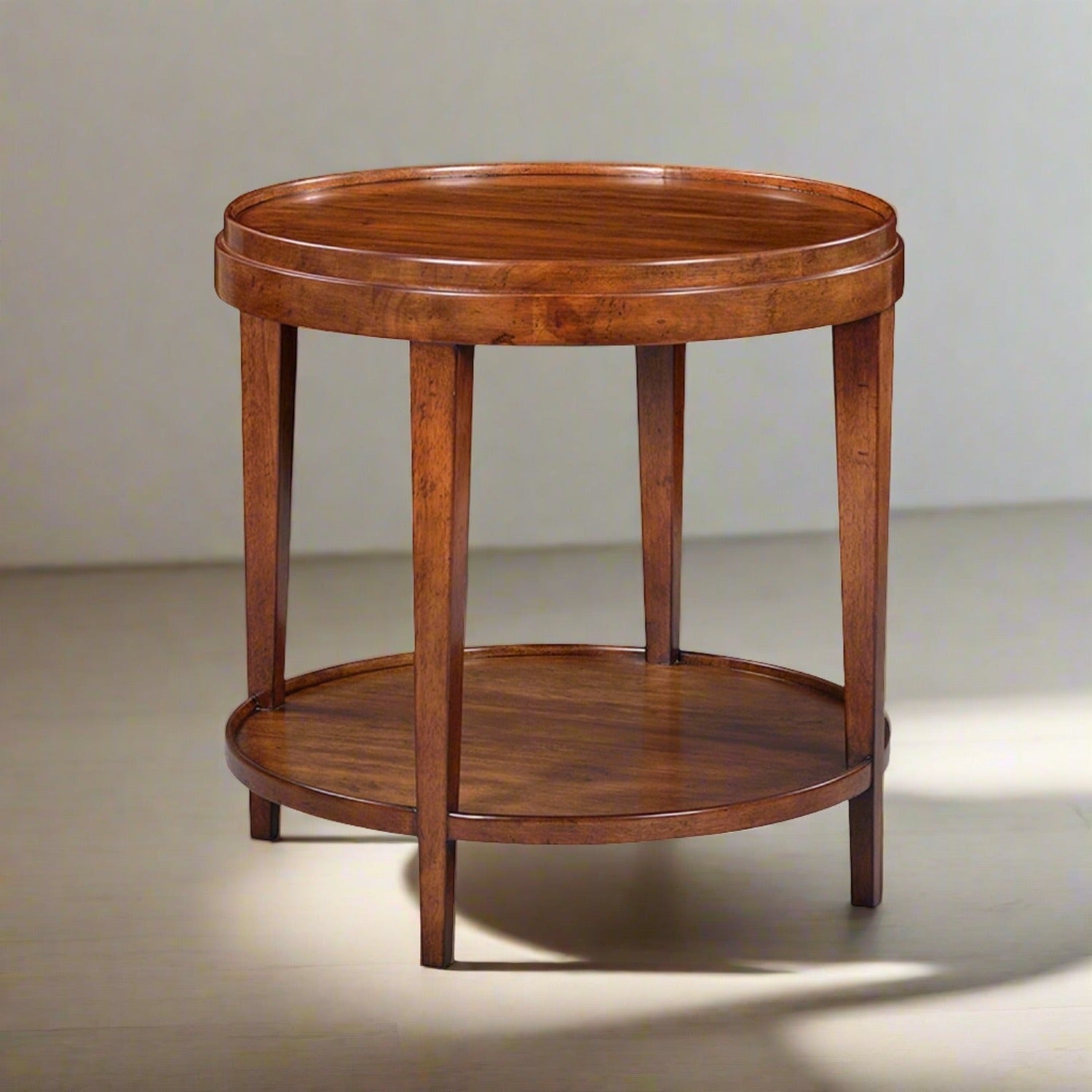 Classic Round End Table - Walnut - English Georgian America