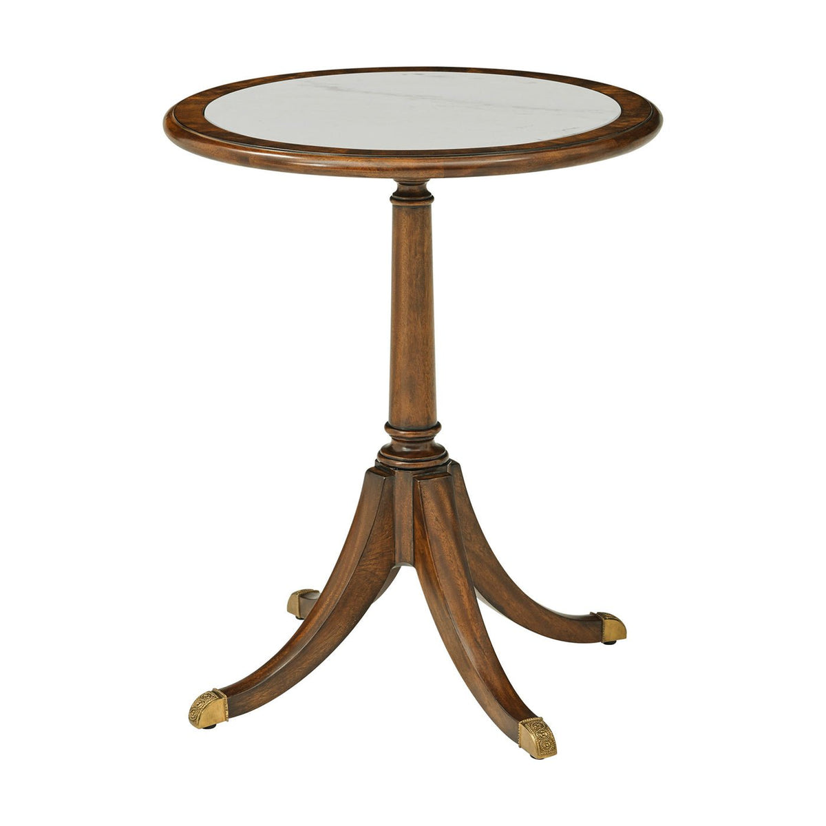 Classic Round Marble Top Accent Table - English Georgian America