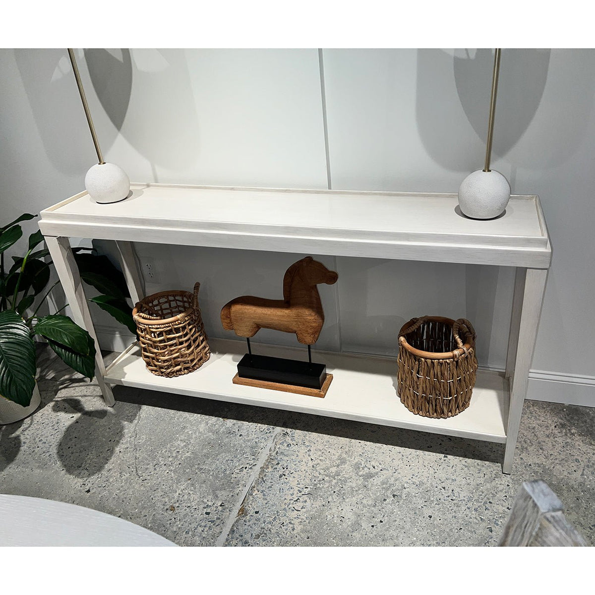 Classic Rustic Console Table - White Lacquer - English Georgian America