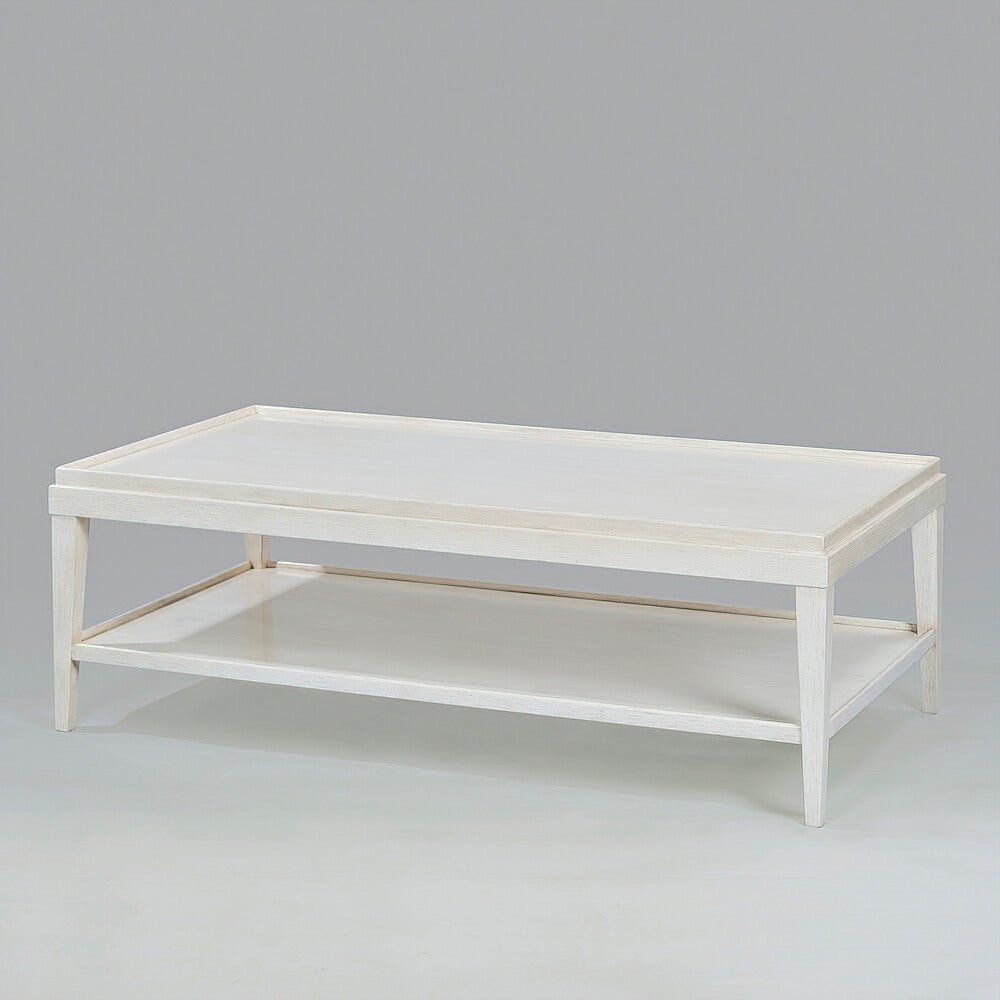 Classic Rustic Rectangular Coffee Table - White Lacquer - English Georgian America