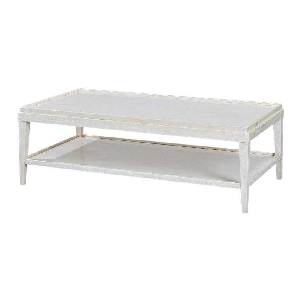 Classic Rustic Rectangular Coffee Table - White Lacquer - English Georgian America