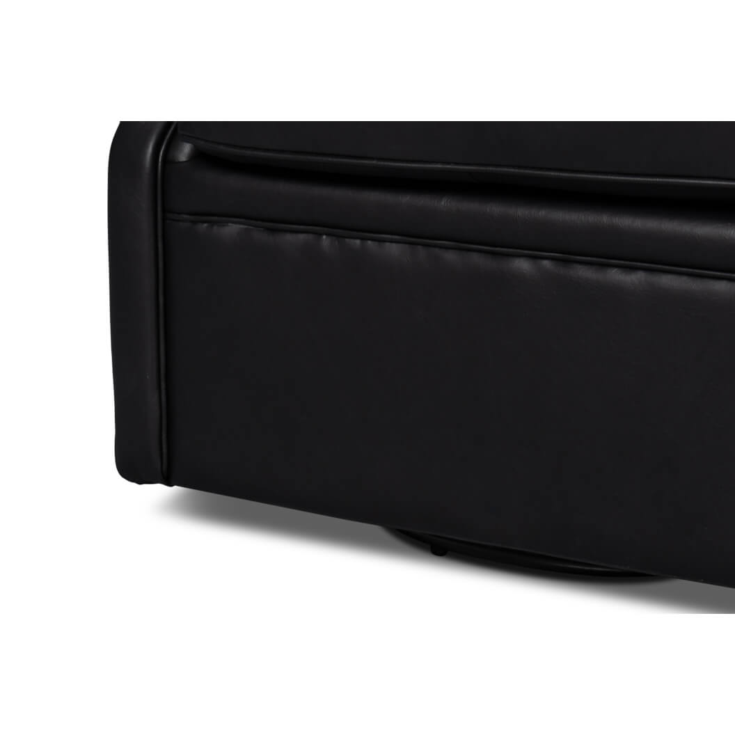 Classic Tufted Black Leather Armchair - English Georgian America