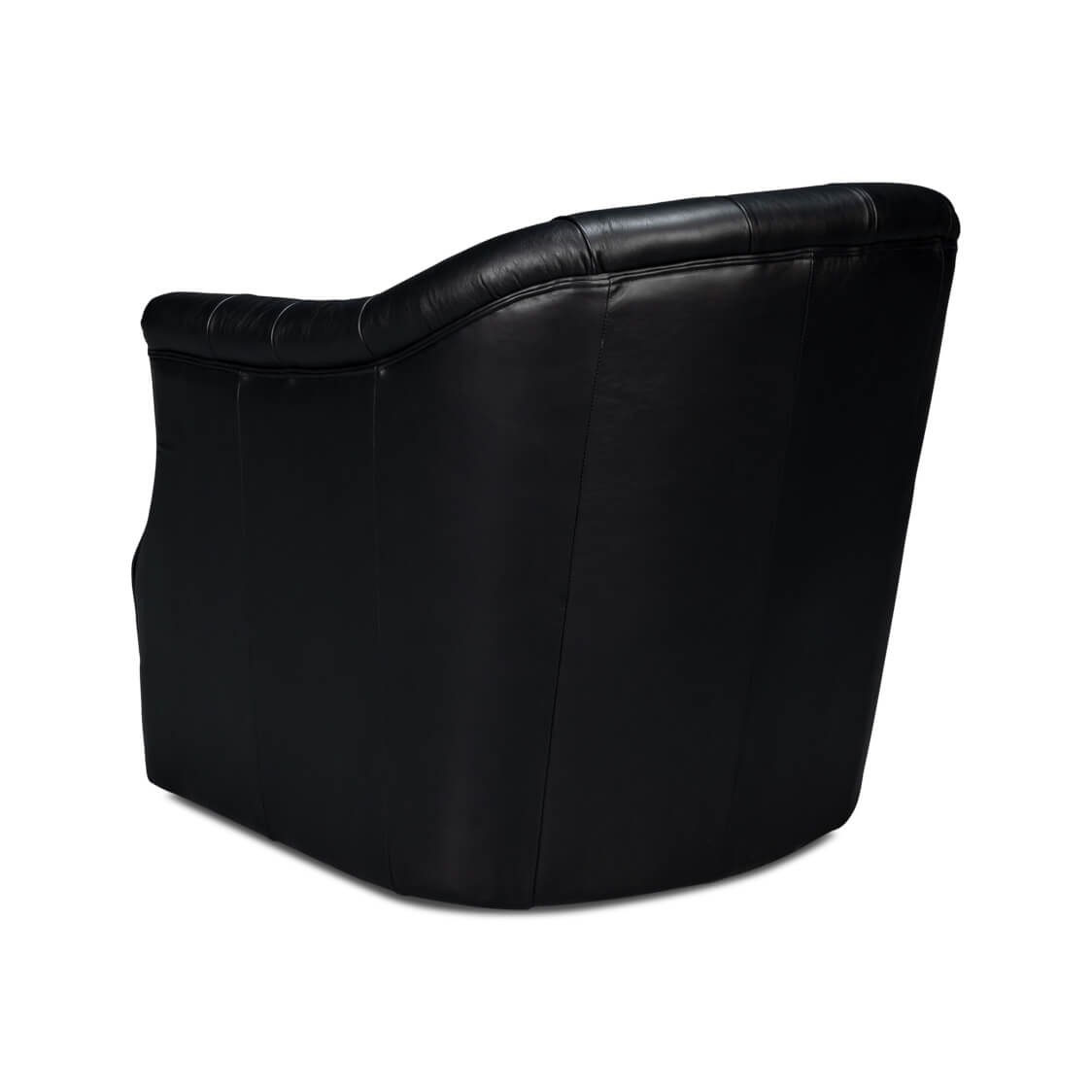 Classic Tufted Black Leather Armchair - English Georgian America