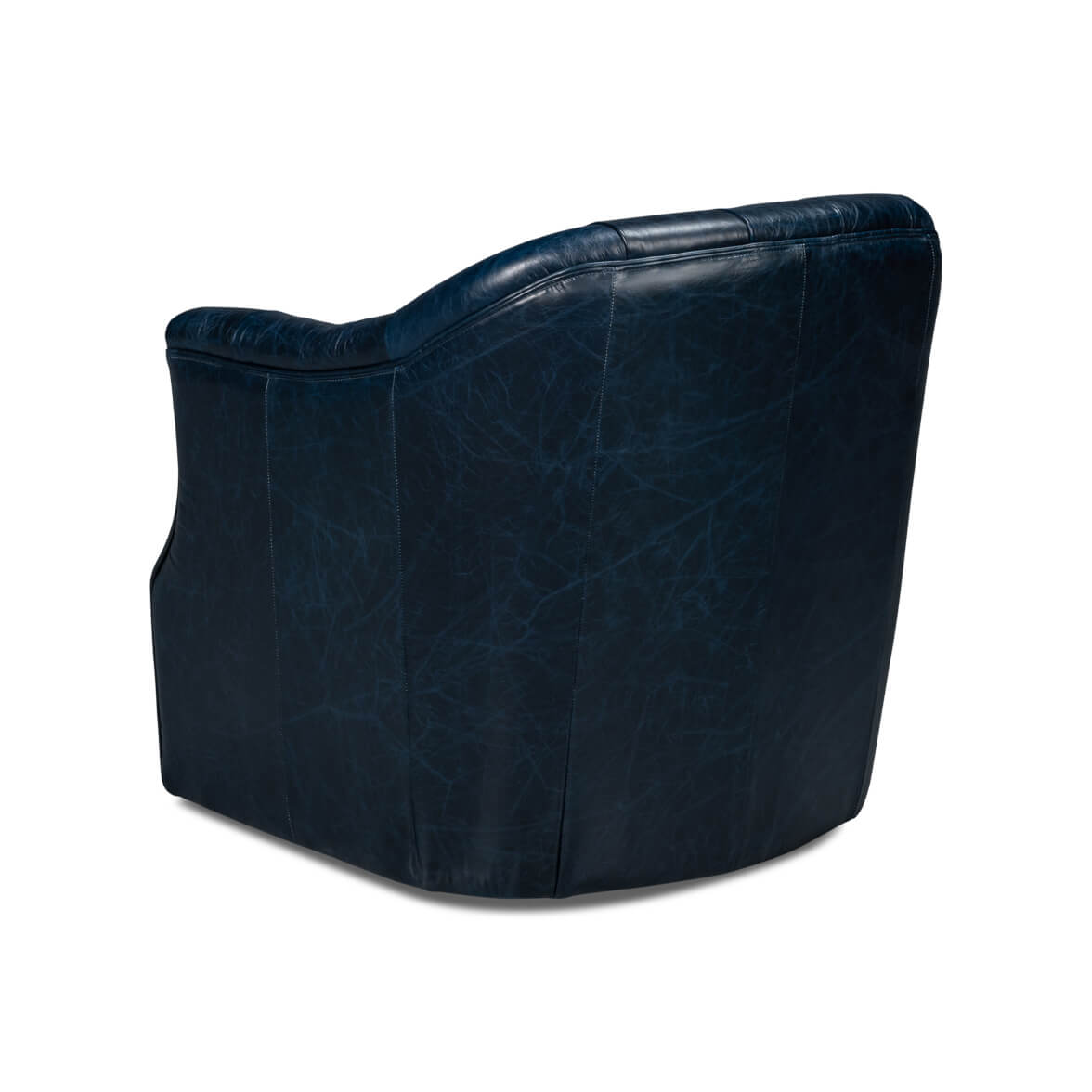 Classic Tufted Blue Leather Armchair - English Georgian America